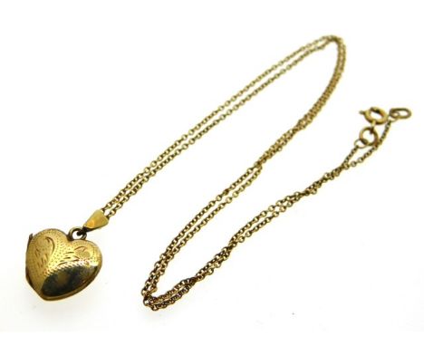 A 9ct gold 18in chain &amp; locket, 3.2g