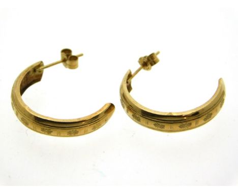 A pair of 9ct gold half hoop earrings, 0.7g