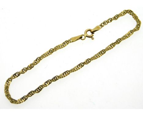 A 9ct gold bracelet, 1.3g, 7in long