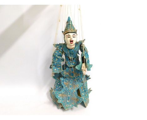 A large vintage Oriental puppet, figure 29in tall
