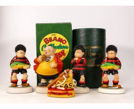 Robert Harrop Dandy figures to include Fatty BD07, Footballer Dennis BDS02, Dennis fishing BDS06 x 2 and Menacing toys BDCP02