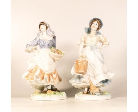 Royal Worcester / Compton Woodhouse limited edition figures Rosie picking apples and The Milkmaid (2) 