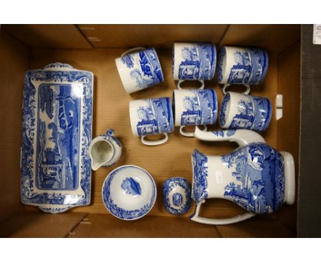 Spode Italian coffee set to include coffee pot, 6 mugs, sugar bowl, cream jug and sandwich tray ( 1 tray) 