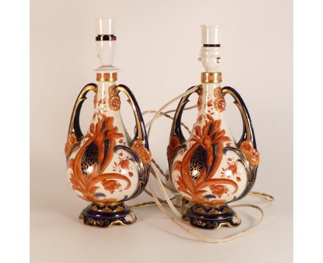 Wileman &amp; Co ( Foley) vases , pattern 8409R, Old Chelsea pattern ( these have converted to lamp bases) 
