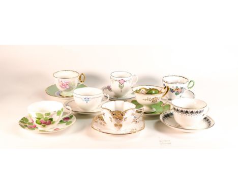 Eight Shelley cups &amp; saucers to include patterns 12206/6, 11592, 088, 11287/4, 8895, 12403, 2107, 8908 ( 16 pieces) 