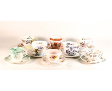 Shelley/ Wileman &amp; co tea ware to include breakfast cups patterns 3873, 13492, 14260, 13668, cups and saucers  etc ( 16 p