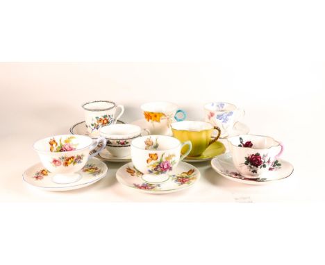Eight Shelley cups &amp; saucers patterns 2200, 116525, 10755, 0272, Ely tulip etc (16 pieces) 