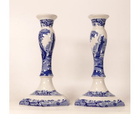 A pair of Spode Italian candlesticks. Height 23cm 