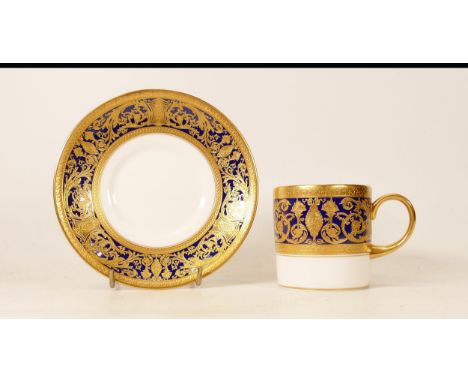 De Lamerie Cobalt blue Robert Adam pattern set of six coffee cans and saucers 