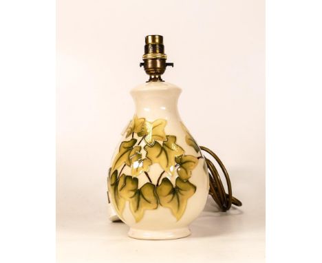Moorcroft lamp base with rare ivy leaf design. Height with fitting 26cm 