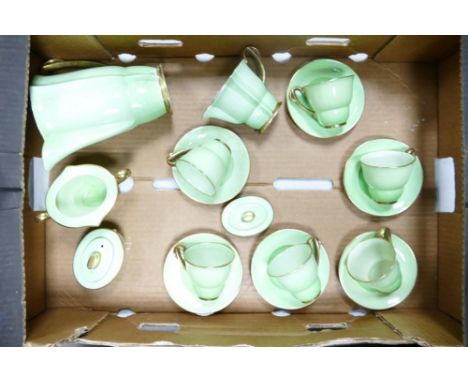 Art Deco Carltonware Fading Green Coloured Coffee Set 