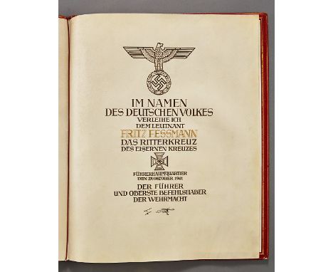   Deutsches Reich 1933 - 1945 - Orden und Ehrenzeichen - Ritterkreuz : Große Verleihungsur    Deutsches Reich 1933 - 1945 - O