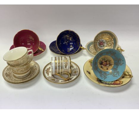 7 porcelain cabinet cups and saucers including Worcester, Minton, Aynsley, Coalport.