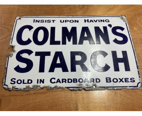 Good vintage enamel sign for “Colman’s Starch”