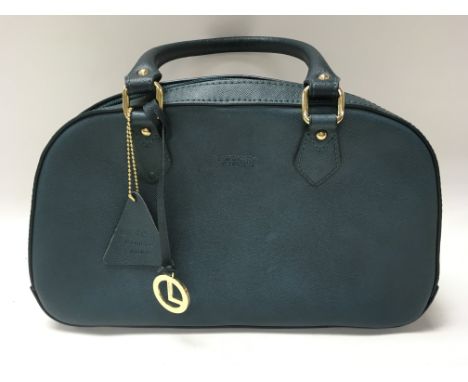 An excellent condition genuine leather L.Credi Handbag in a teal colour.
