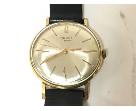 A Vintage Poljot Russian gents wrist watch 17 jewel manual wind seen working.