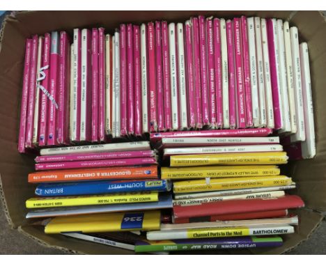 A box of mainly vintage Ordnance Survey maps.