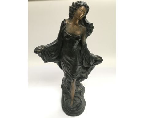 An Alice Heath signed bronze of a maiden in a flowing dress, circa 1991, approx height 40cm.