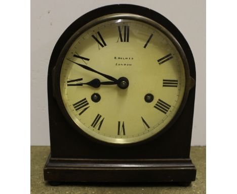 A two hole mantel clock by R Holmes of London