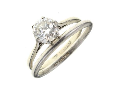 Diamond single stone ring, the white metal mount stamped '18ct', the brilliant cut estimated as weighing approximately 0.8cts