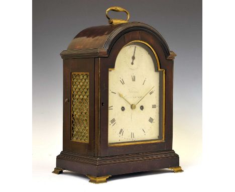 Early 19th century mahogany twin fusée bracket clock with pull repeat, Barrauds, Cornhill, London, No. 563, the signed 7-inch