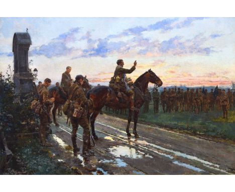 Irish and Great War Interest - Fortunino Matania (1881-1963) - Oil on canvas - The Last General Absolution of the Munsters at