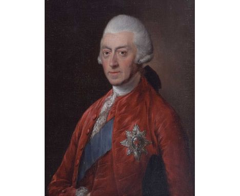 English School, late 18th century - Oil on panel - Half-length portrait of George Brudenell, 4th Earl of Cardigan, with tied 