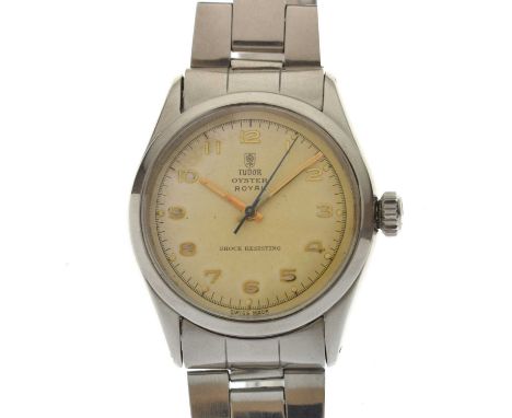 Tudor - Gentleman's Oyster Royal stainless steel wristwatch, having a cream dial with applied gilt Arabic numerals, gilt and 