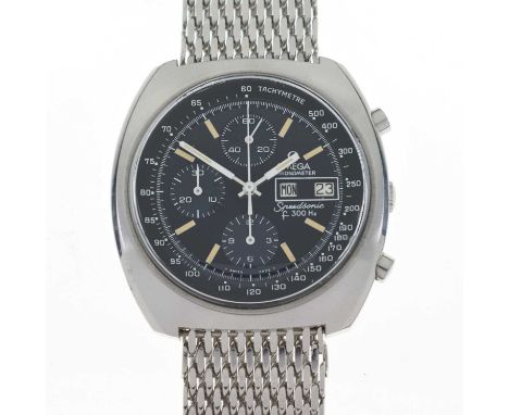 Omega - Gentleman's stainless steel Speedsonic f300 Hz electronic chronometer bracelet wristwatch Ref: 188.002 having a blue/