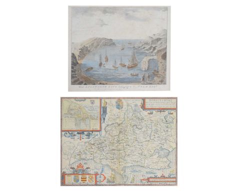 After John Speed (1552-1629) and Jodocus Hondius (Flemish, 1563-1612) Engraved county map of 'Dorsetshyre with the Shyre town