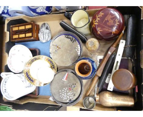 A collection of various items to include a 19th century transfer decorated mug inscribed 'Godspeed the Plough, industry produ