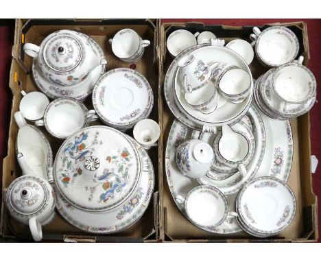 A collection of Wedgwood Kutani Crane pattern table ware to include tureens, part tea &amp; coffee service, meat plates, and 
