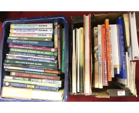 A collection of books relating to model railway and steam engines (2 boxes)