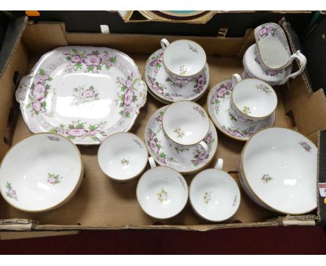 A collection of Davenport floral painted transfer decorated table ware