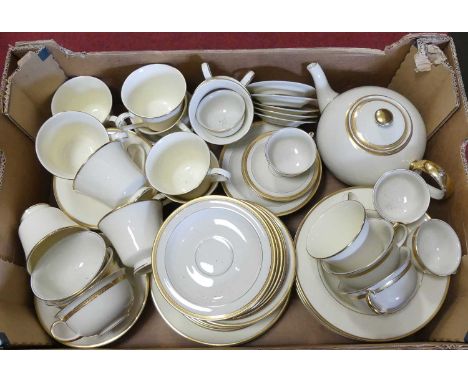 A collection of Royal Doulton Heather pattern tableware to include soup bowls and part tea service
