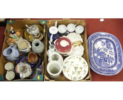 A collection of ceramics to include Portmeirion Botanic Garden pattern sleeve vase, height 28cm, Wedgwood Wild Strawberry pat