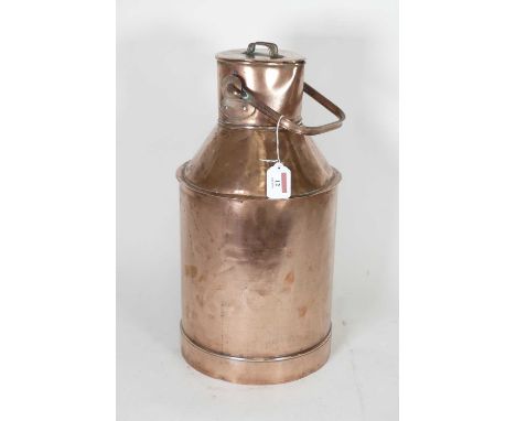 A copper milk churn, height 46cm
