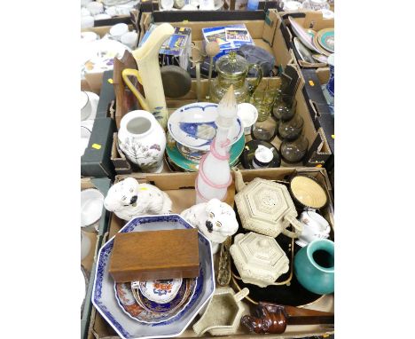 A collection of ceramics and glassware to include a Chinese porcelain bowl, underglaze decorated with a carp, dia. 23cm,a Hol