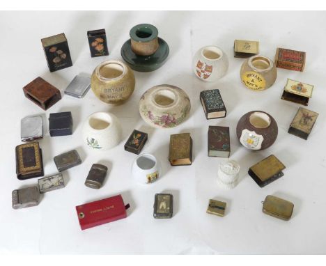 A collection of stoneware match-strikers, to include examples by Carlton Ware and James McIntyre &amp; Co; together with vari