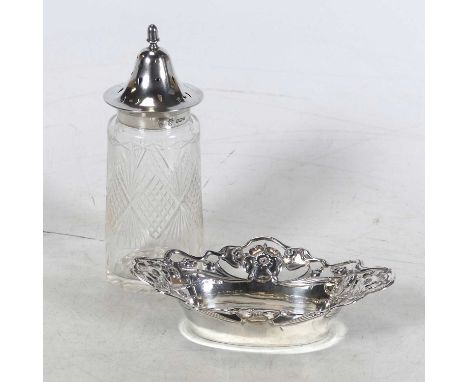 An Edwardian silver bonbon dish, having a pierced stylised floral border, William Hutton &amp; Sons Birmingham 1906, together
