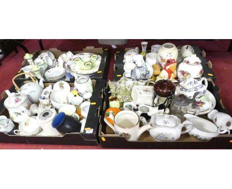 A large collection of ceramics and glassware to include a Carlton ware Art Deco three branch table candelabra of squat form, 