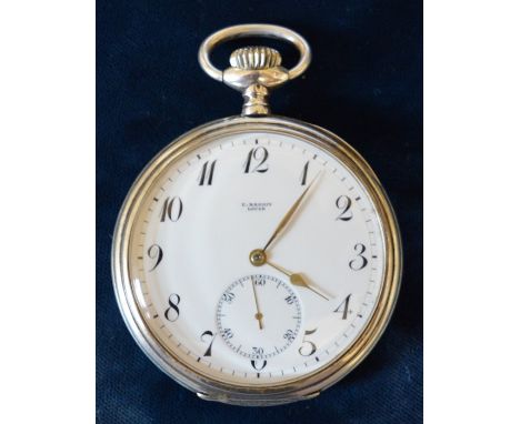 Ulysse Nardin Locle silver case pocket watch stamped 0.900 with engine turned &amp; monogrammed back numbered 56201 on moveme