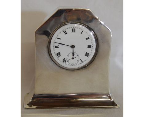 Small Art Nouveau silver case clock with indistinct Birmingham hall mark maker J.G. Ltd ( J Gloster )