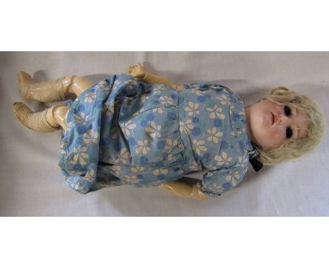 Early 20th century Armand Marseille bisque head doll with jointed composition arms and legs