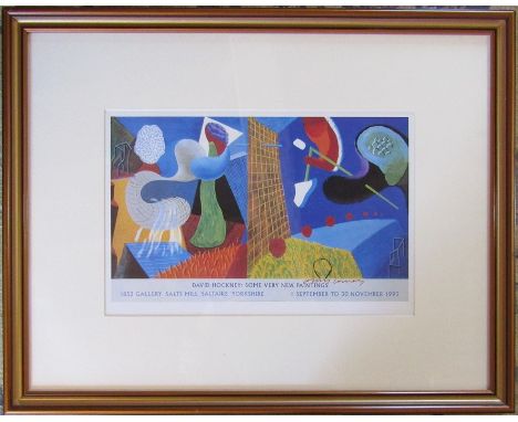 David Hockney (b.1937) framed lithographic exhibition poster print Salts Mill Yorkshire 1993 55 cm x 44 cm (size including fr