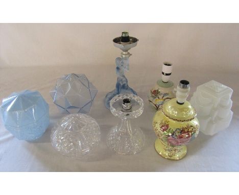 Various glass light shades and glass and ceramic table lamps inc Maling