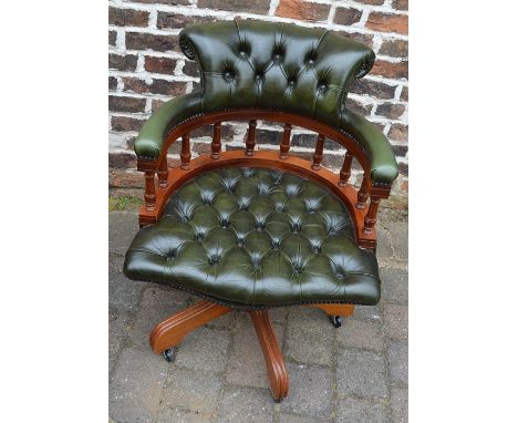Reproduction Victorian leather button back office chair
