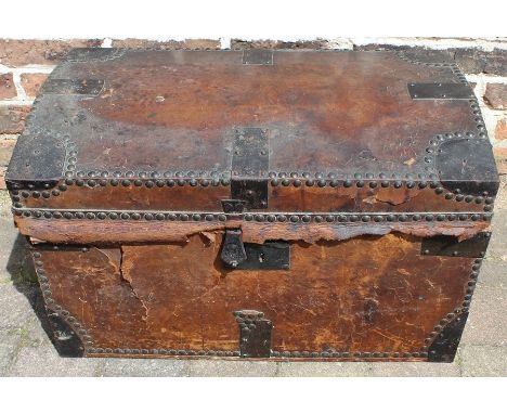 Victorian leather covered trunk
