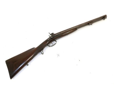 A 19th Century Double Barrel Percussion Howdah Rifle by Wilkinson of London, 38 bore, the 56cm browned twist barrels with hin