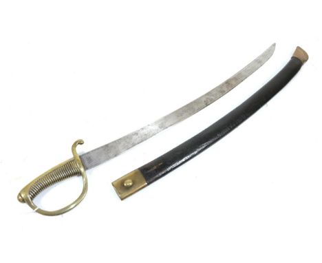 A Prussian Model 1817/1869 Infantry Hanger, the 64cm single edge curved steel blade stamped 1. CS./1306. at the ricasso, the 